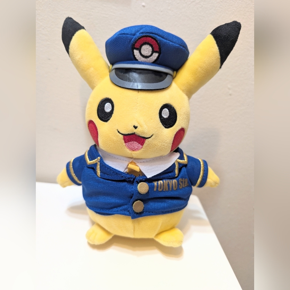 Pokemon Center Tokyo Station Exclusive Conductor Pikachu Plush 2014 Japan